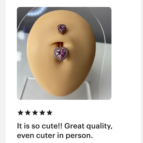 14G Romantic Heart Belly Button Ring - Picture 8 of 8